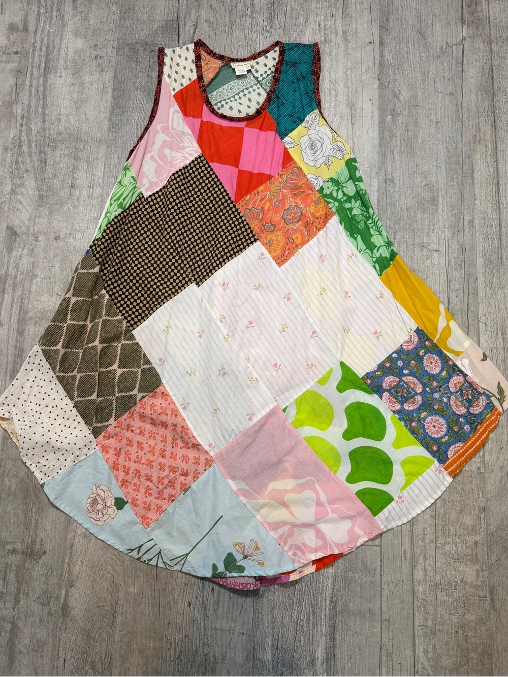 Ashley Taylor Boho Patchwork Cottagecore One Size A-line Sleeveless Sundress